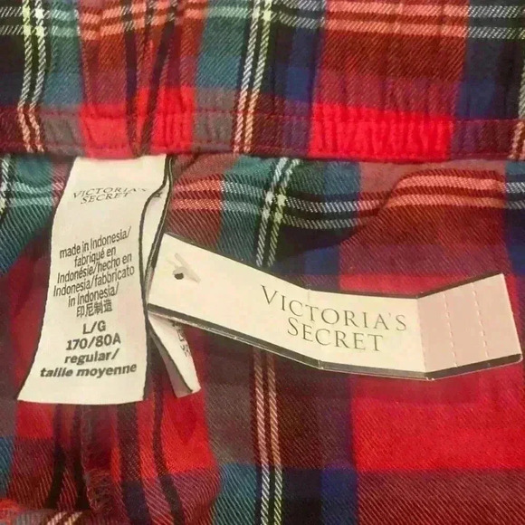 Victoria's Secret Red Tartan Plaid Pajama Bottoms NWT size Large - Picture 4 of 6